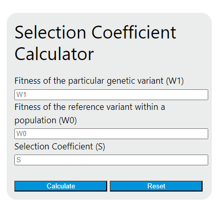 selection coefficient calculator