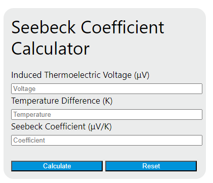 seebeck coefficient calculator