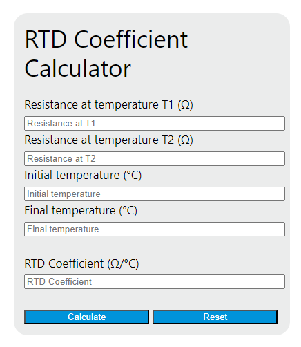 rtd coefficient calculator