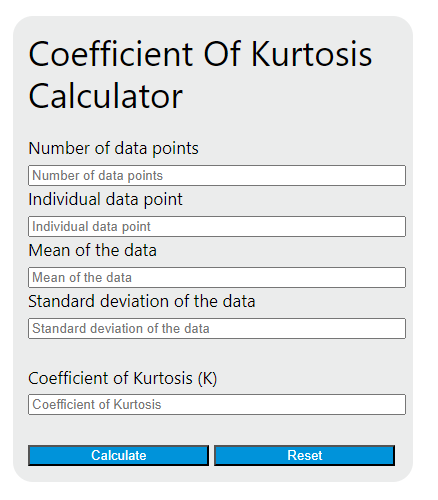coefficient of kurtosis calculator