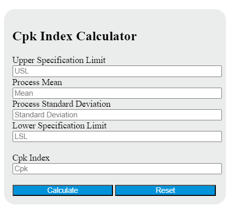 cpk index calculator