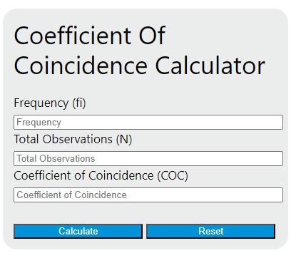 coefficient of coincidence calculator