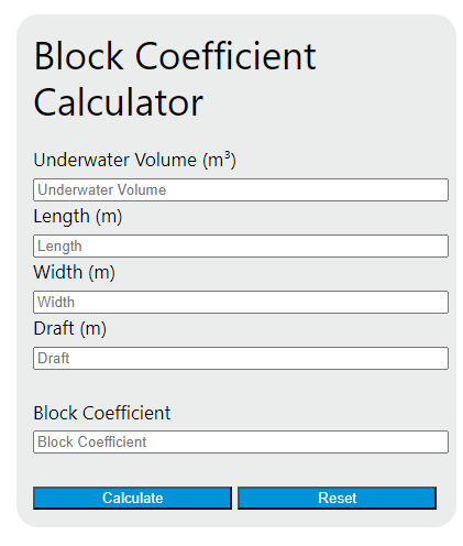 block coefficient calculator