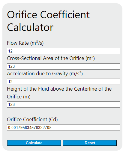 orifice coefficient calculator