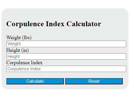 corpulence index calculator
