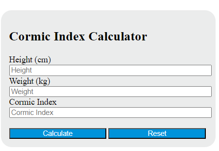 cormic index calculator