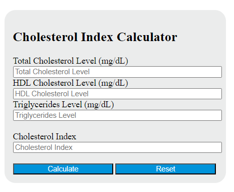 cholesterol index calculator