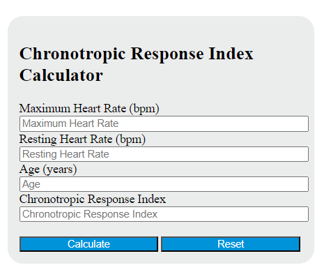 chronotropic response index calculator