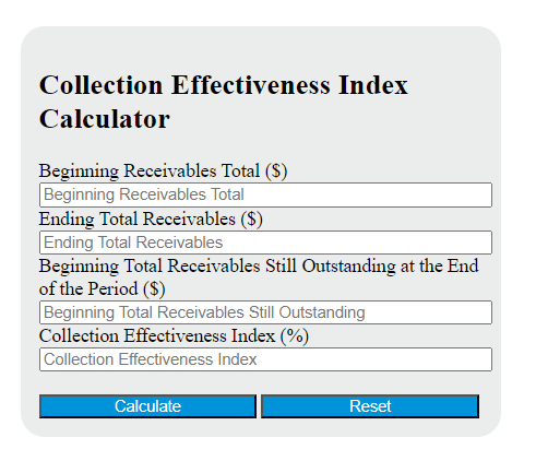 collection effectiveness index calculator