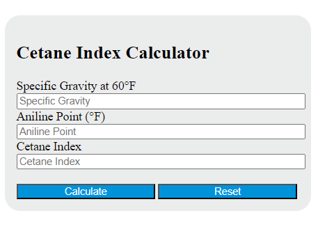 cetane index calculator