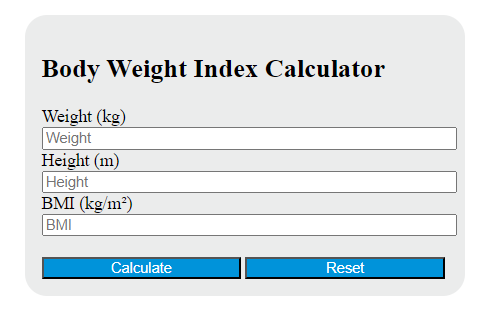 body weight index calculator
