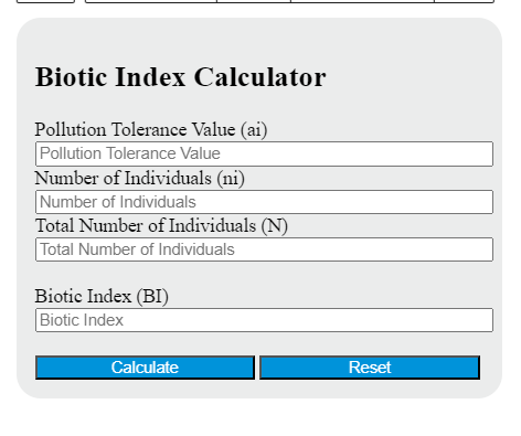 biotic index calculator