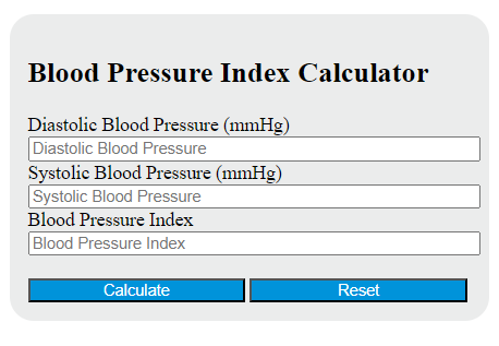 blood pressure index calculator