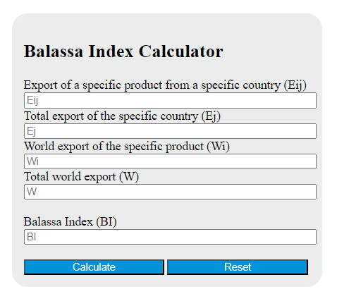 balassa index calculator