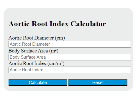 aortic root index calculator