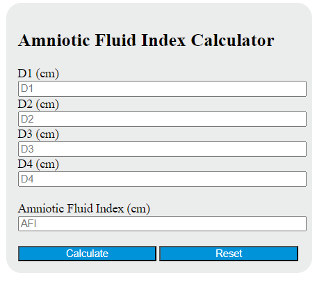 amniotic fluid index calculator