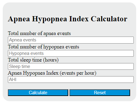 apnea hypopnea index calculator