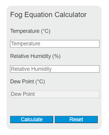 fog equation calculator