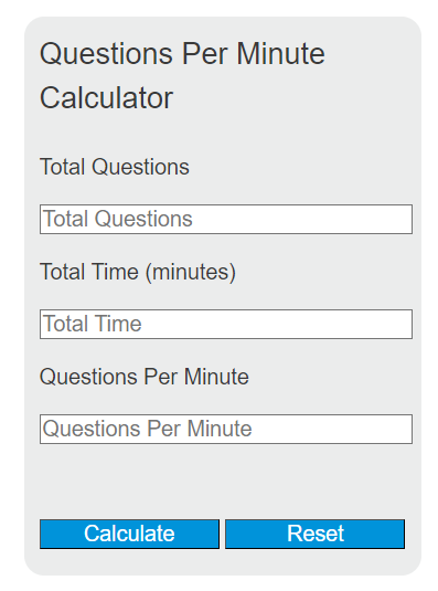 questions per minute calculator