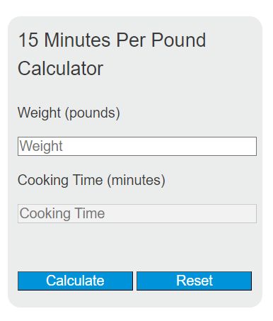 15 minutes per pound calculator