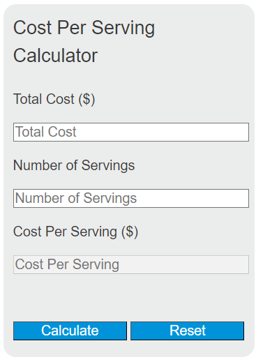 cost per serving calculator
