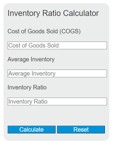inventory ratio calculator