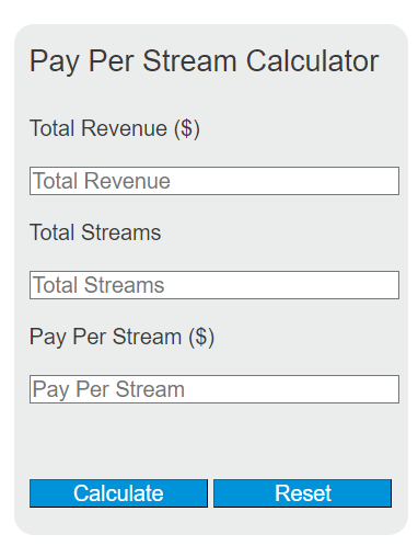 pay per stream calculator