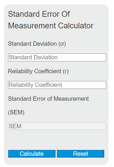 standard error of measurement calculator