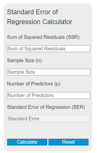 standard error of regression calculator