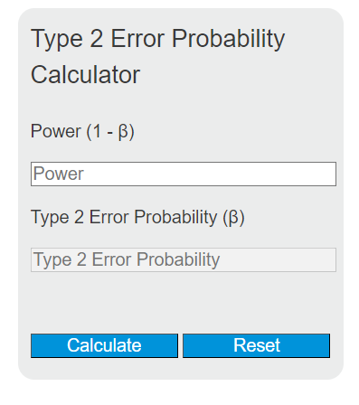 type error probability calculator