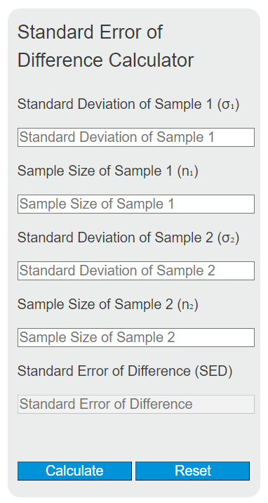 standard error of difference calculator