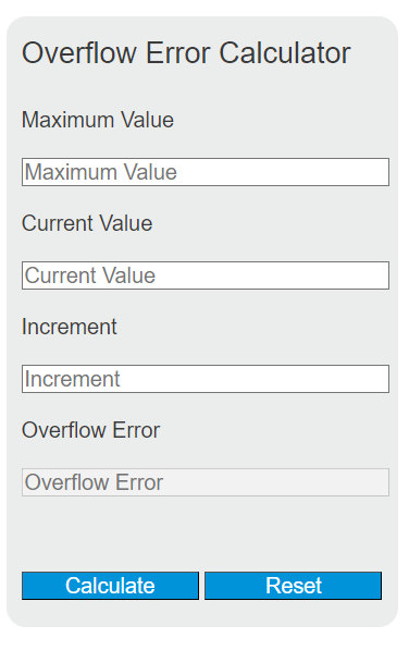 overflow error calculator