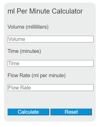 ml per minute calculator