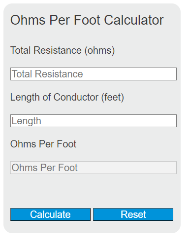 ohms per foot calculator