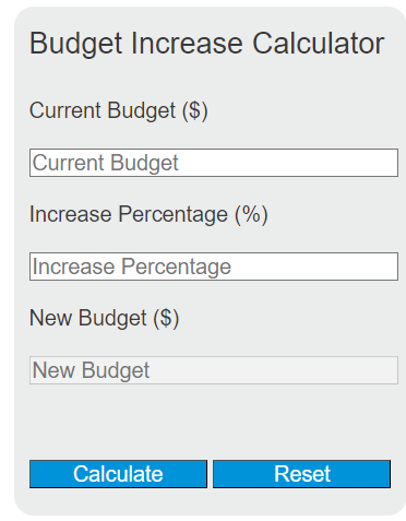 budget increase calculator