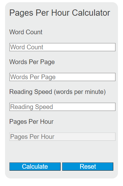 pages per hour calculator