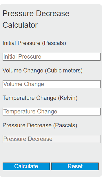 pressure decrease calculator
