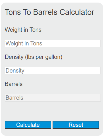 tons to barrels calculator