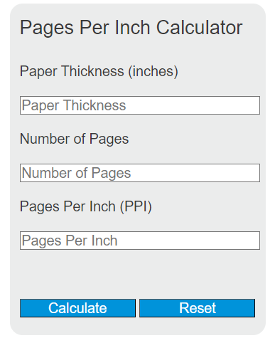 pages per inch calculator