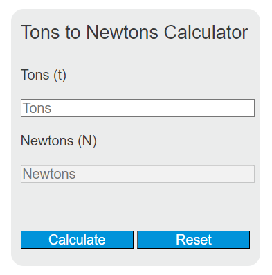 tons to newtons calculator