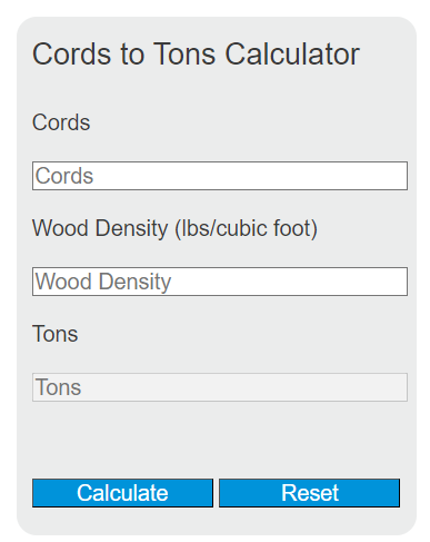 cords to tons calculator