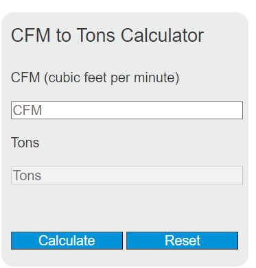 cfm to tons calculator