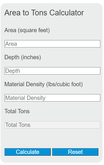area to tons calculator