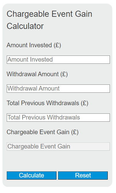 chargeable event gain calculator