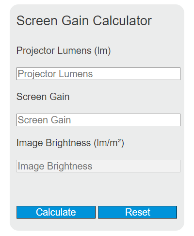 screen gain calculator