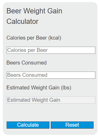 beer weight gain calculator
