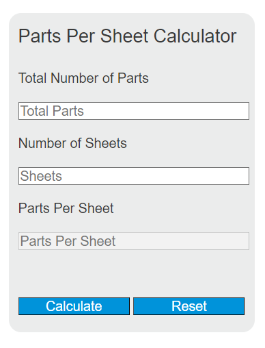 parts per sheet calculator