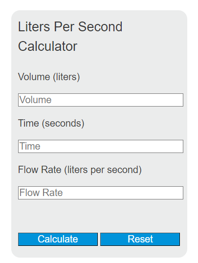 liters per second calculator
