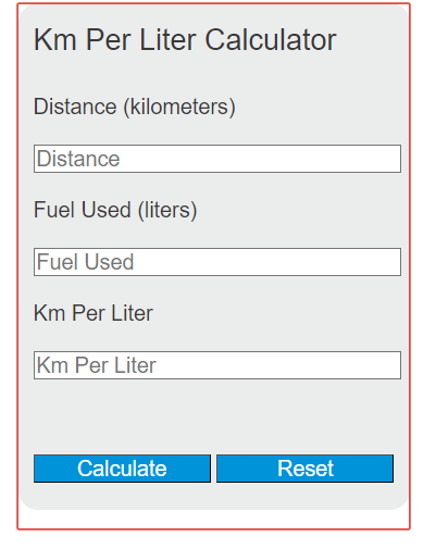 km per liter calculator