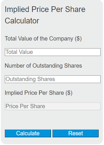 implied price per share calculator